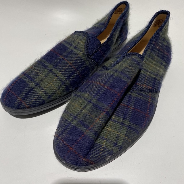 SLIPPER, Pair Men's Blue Green Check